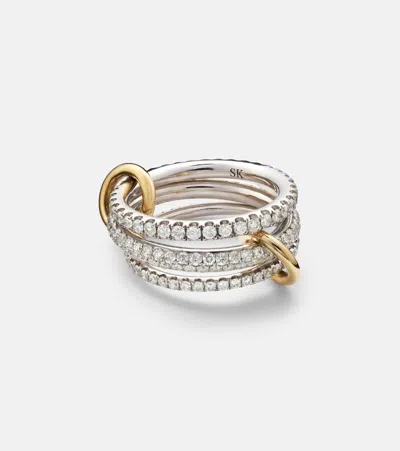 Spinelli Kilcollin Nova Sterling Silver And 18kt Gold Ring With Diamonds In Silver/yellow Gold