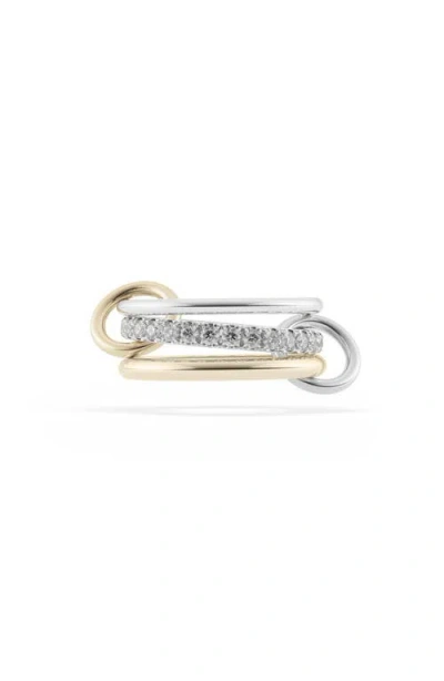 Spinelli Kilcollin Petunia Linked Diamond Rings In Silver Gold