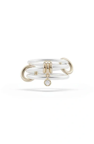 Spinelli Kilcollin Piera Sterling Silver, 18k Gold & Diamond Two-tone Link Ring In Metallic