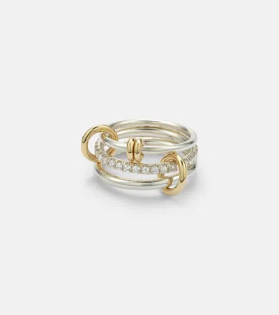 Spinelli Kilcollin Raneth 925 Sterling Silver And 18kt Gold Ring With Diamonds In White