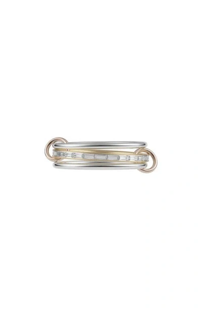 Spinelli Kilcollin Rhea Diamond & Mixed Metal Stack Ring In White Gold/gold/rose Gold