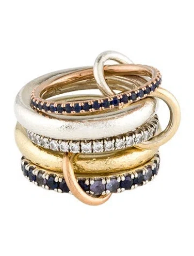 Pre-owned Spinelli Kilcollin Sapphire, Tanzanite & Diamond Iris Linked Ring In Multi