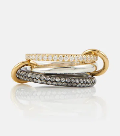 Spinelli Kilcollin Scorpio 18kt Gold Linked Rings With Diamonds In Silver/yellow Gold