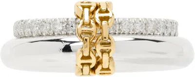 Spinelli Kilcollin Silver & Gold Hoorsenbuhs Edition Virgo Pavé Hb Ring In 18k Gold & Sterling