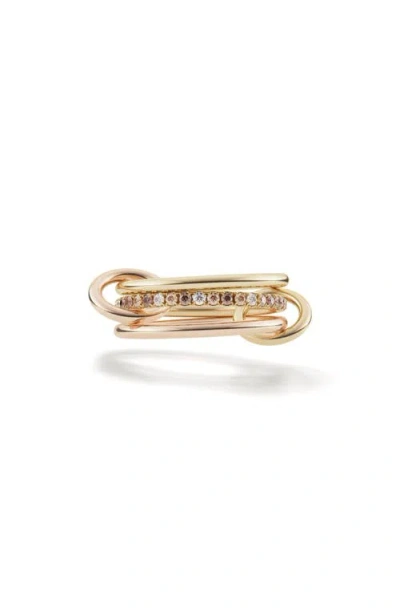 Spinelli Kilcollin Sonny Diamond Link Ring In Yellow Gold/pave