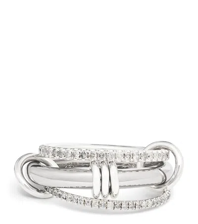 Spinelli Kilcollin Sterling Silver, Black Gold And Diamond Gemini Ring In Metallic