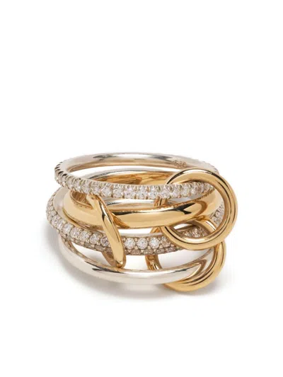 Spinelli Kilcollin 18k Yellow And White Gold Diamond Linked Rings