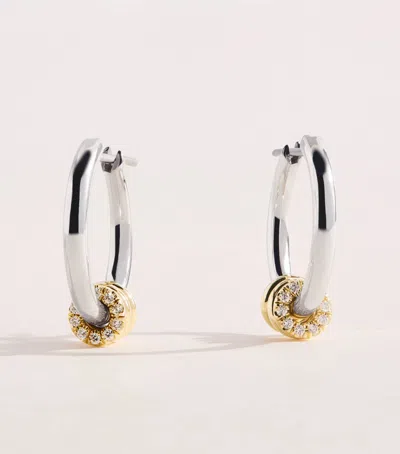 Spinelli Kilcollin Sterling Silver, Yellow Gold And Diamond Ara Deux Hoop Earrings In Metallic