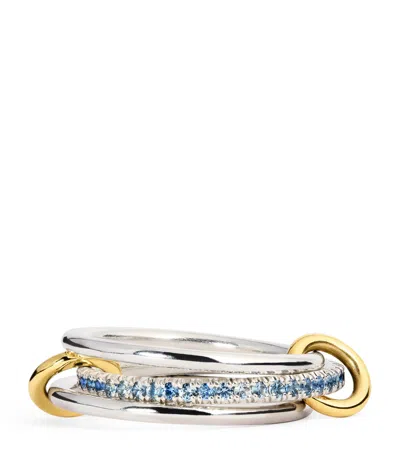 Spinelli Kilcollin Sterling Silver, Yellow Gold And Sapphire Tigris Blue Ombré Ring In Multi