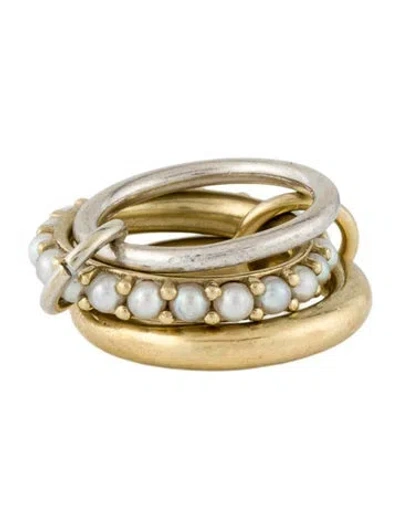 Pre-owned Spinelli Kilcollin Two-tone Pearl Rolling Ring In Multi