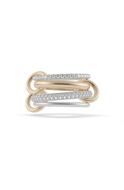 Spinelli Kilcollin Vega Blanc Diamond Linked Petite Ring In Silver Gold