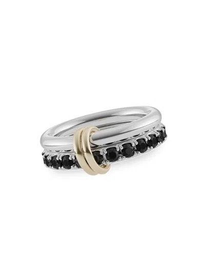 Spinelli Kilcollin Women's Core Enzo Sterling Silver, 18k Yellow Gold & 2.15 Tcw Black Diamond Double-band Ring In Silver Gold