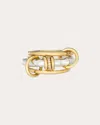Spinelli Kilcollin Women's Gemini Vulcan 18k Gold Sterling Silver And Diamond Linked Rings In Gold/silver