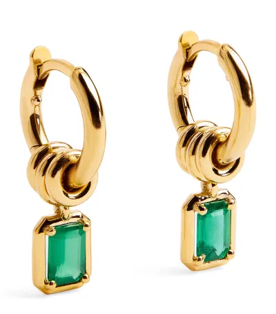 Spinelli Kilcollin Yellow Gold And Emerald Zahra Hoop Earrings