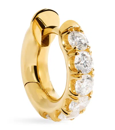 Spinelli Kilcollin Yellow Gold And Pavé Diamond Macro Single Hoop Earring
