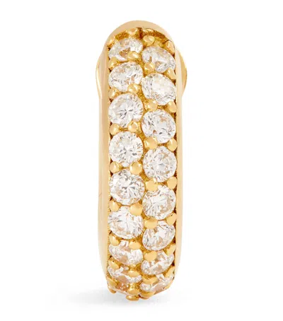 Spinelli Kilcollin Yellow Gold And Pavé White Diamond Mini Single Hoop Earring