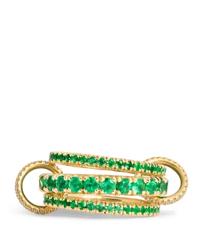 Spinelli Kilcollin Yellow Gold, Diamond And Emerald Pave Ring