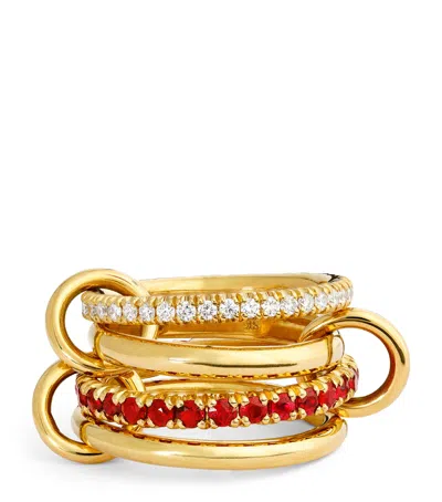 Spinelli Kilcollin Yellow Gold, Diamond And Ruby Haley Ring