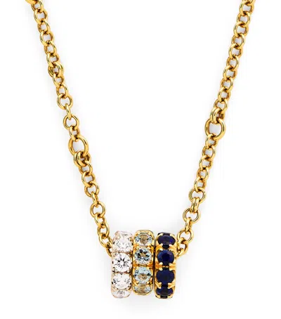 Spinelli Kilcollin Yellow Gold, Diamond, Sapphire And Aquamarine Chain Necklace