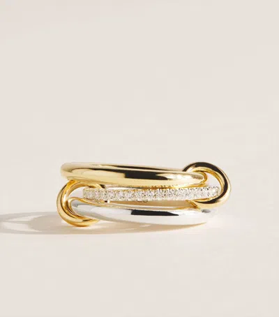 Spinelli Kilcollin Yellow Gold, Sterling Silver And Diamond Libra Ring In Pattern