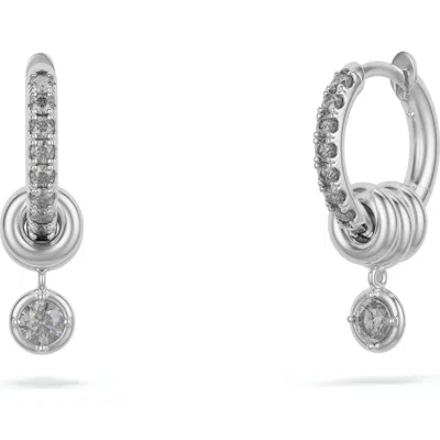 Spinelli Kilcollin Zahra Grey Diamond Pavé Huggie Hoop Earrings In Metallic