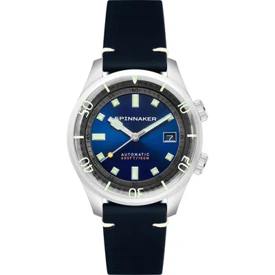 Spinnaker Bradner Automatic Leather Strap Watch, 42mm In Blue
