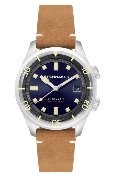 Spinnaker Bradner Automatic Leather Strap Watch, 42mm In Blue