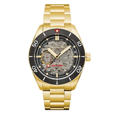 Spinnaker Croft Mid Size Men's Automatic Limited Edition Medallion Black Watch In Gold