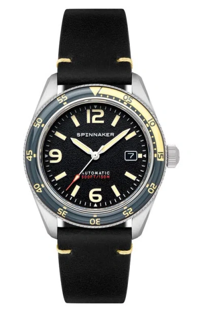 Spinnaker Fleuss Automatic Leather Strap Watch, 43mm In Grey