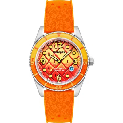 Spinnaker Fleuss 'spongebob Squarepants™' Automatic Silicone Strap Watch, 43mm In Orange