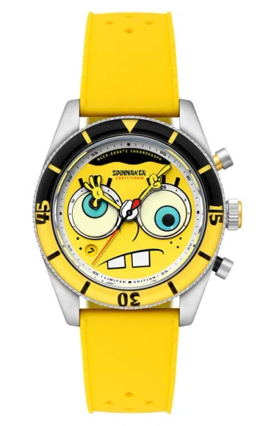 Spinnaker Fleuss 'spongebob Squarepants™' Rubber Strap Chronograph Watch, 43mm In Yellow