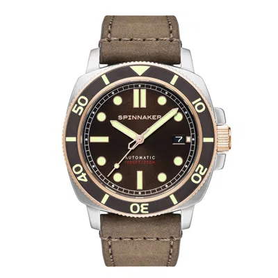 Spinnaker Hull Diver Men's Automatic Cognac Brown Watch In Black