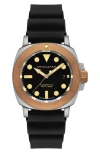 Spinnaker Hull Titanium Bronze Automatic Lapidary Black Onyx Silicone Strap Watch, 42mm In Black