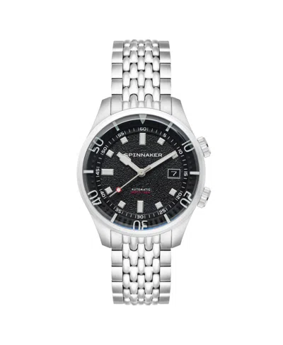 Spinnaker Men's Bradner Automatic Solid Stainless Steel Bracelet Watch, 42mm In Black
