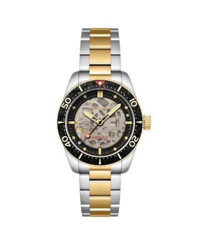 Spinnaker Men's Croft 42 Skeleton Automatic Two Tone Solid Stainless Steel Bracelet Watch, 42mm In Black