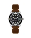 Spinnaker Men's Fleuss Automatic Brown Leather Strap Watch, 43mm In Black