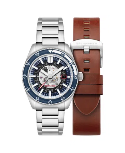 Spinnaker Men's Fleuss Automatic Severn Edition Solid Stainless Steel Bracelet Watch, 43mm In Blue