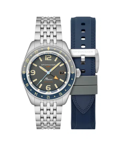Spinnaker Men's Fleuss Gmt Automatic Solid Stainless Steel Bracelet Watch, 43mm In Gray