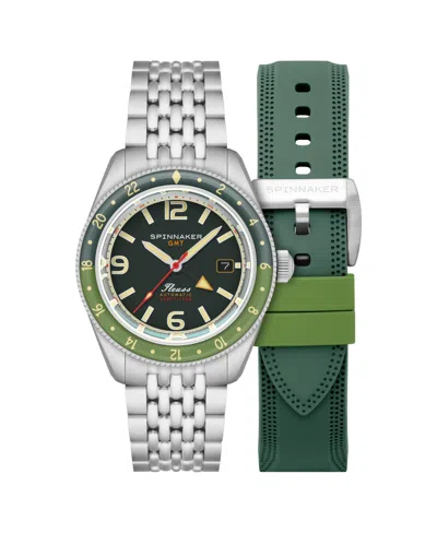 Spinnaker Men's Fleuss Gmt Automatic Solid Stainless Steel Bracelet Watch, 43mm In Green