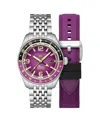 Spinnaker Men's Fleuss Gmt Automatic Solid Stainless Steel Bracelet Watch, 43mm In Purple