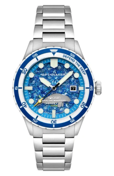 Spinnaker X 4ocean Hass Manatee Limited Edition Automatic Bracelet Watch, 43mm In Metallic