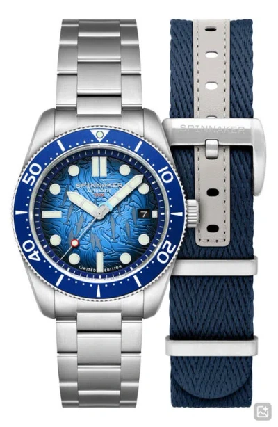 Spinnaker X Dolphin Project Croft Midsize Automatic Aqua Play Watch Set, 40mm In Silver