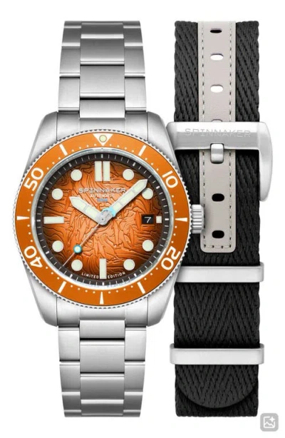 Spinnaker X Dolphin Project Croft Midsize Automatic Sunrise Splash Watch Set, 40mm In Orange