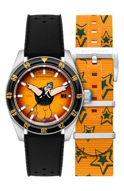 Spinnaker X Popeye Fleuss Bronemies Automatic Silicone & Nylon Strap Watch, 43mm In Yellow