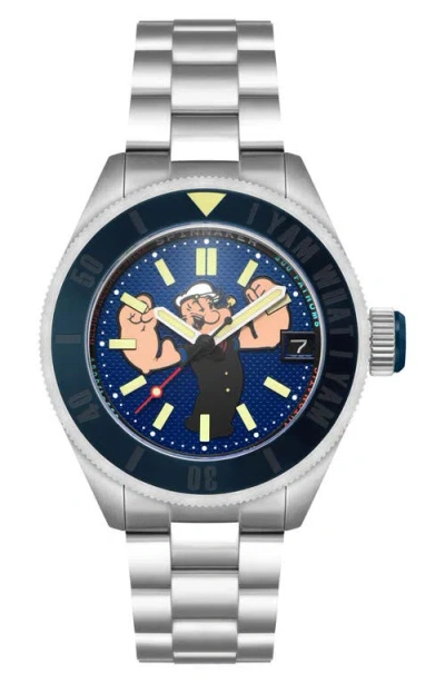 Spinnaker X Popeye Forearm Fury Piccard Automatic Bracelet Watch, 45mm In Blue