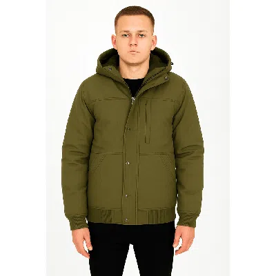 Spire By Galaxy Men's Heavyweight Faux Shearling Lined Hooded Bomber Jacket In Green