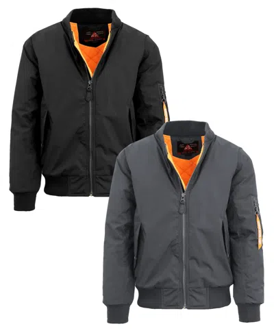 Spire By Galaxy Men's Heavyweight Ma-1 Bomber Flight Jacket, Pack Of 2 In Black-charcoal