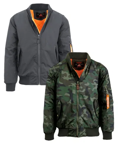 Spire By Galaxy Men's Heavyweight Ma-1 Bomber Flight Jacket, Pack Of 2 In Charcoal-camo