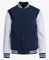 Spire By Galaxy Men's Lightweight Varsity Jacket In Navy,white