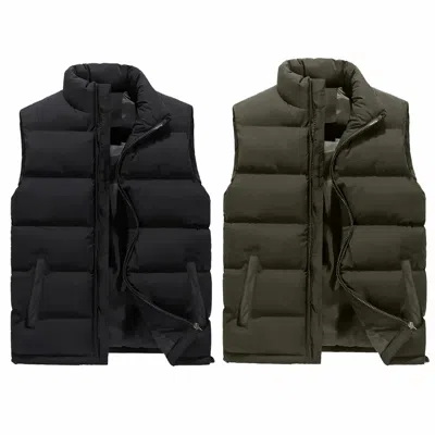 Spire By Galaxy Men's Modern Fit Heavyweight Puffer Bubble Vest-2 Pack In Multi